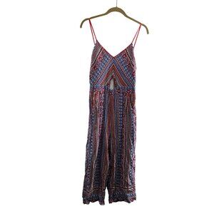 Shinestar Sleeveless Boho Print Jumpsuit Adjustable Straps Size XL Pants Western